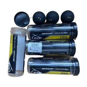 Dunlop Pro Double Dot Squash Balls WSF PSA Official Yellow Ball Set of‎ 12 Used